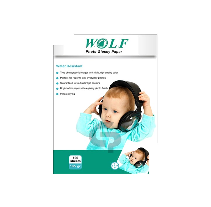 کاغذ فتوگلاسه ولف (Wolf) 135 گرم A4 بسته 100 برگی